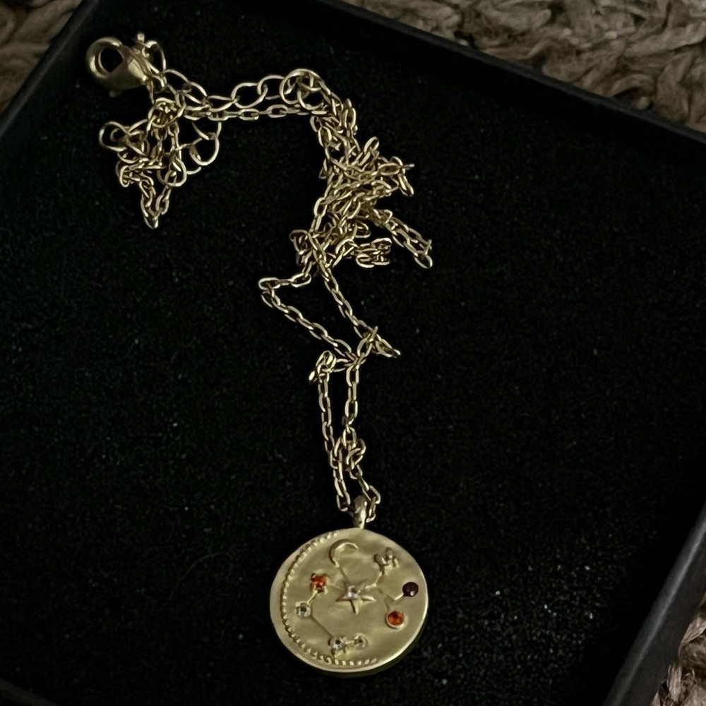 Gold Pendant Necklace with Gem Accents